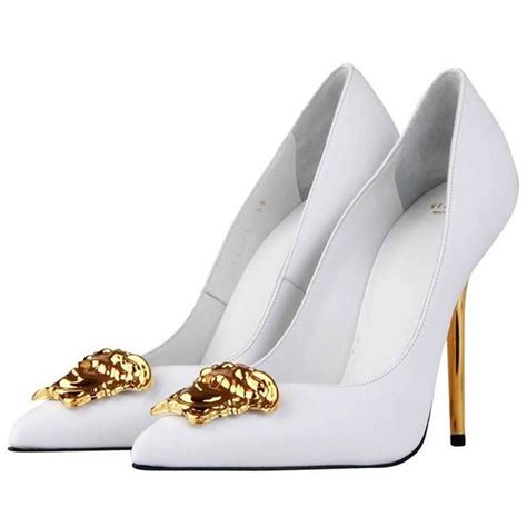 white versace high heels